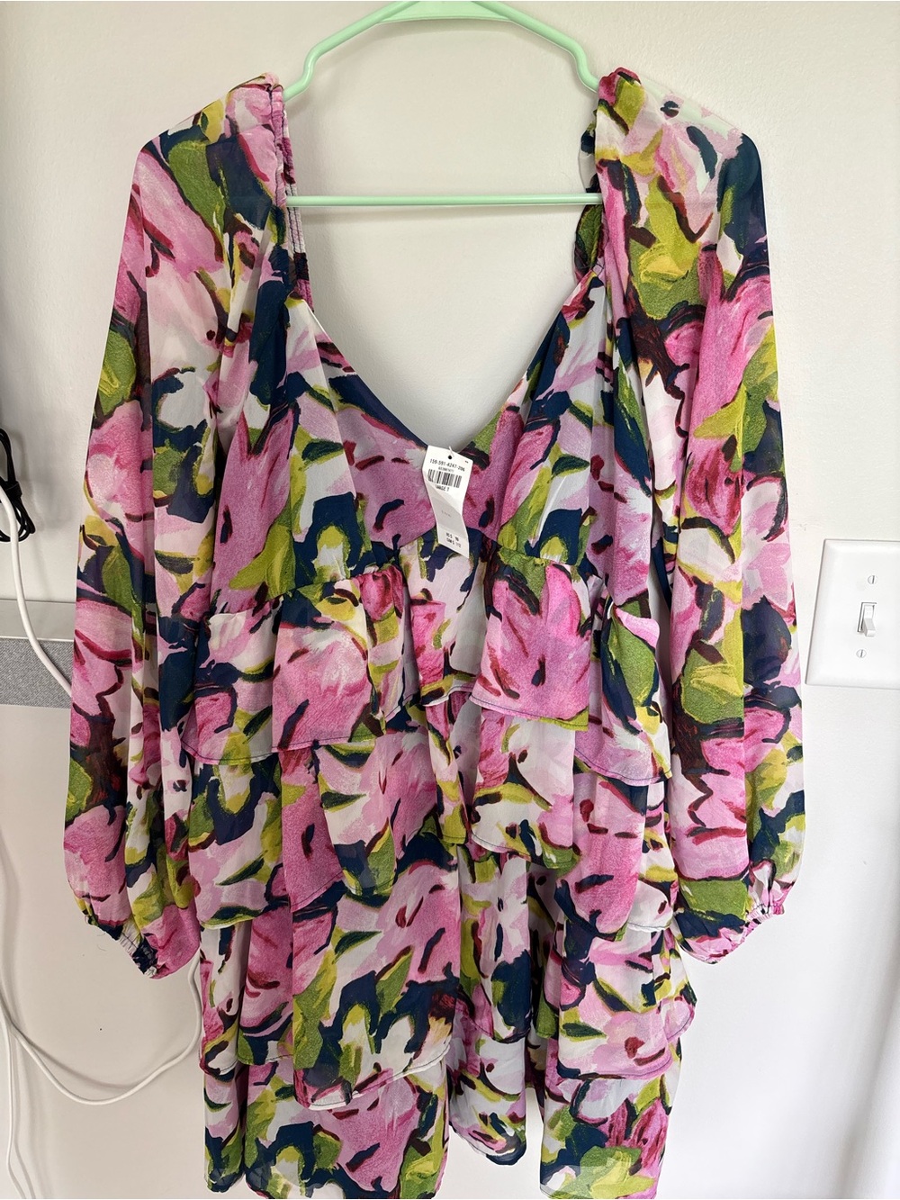 Floral V-Neck Ruffle Women's Top - Pink Multi